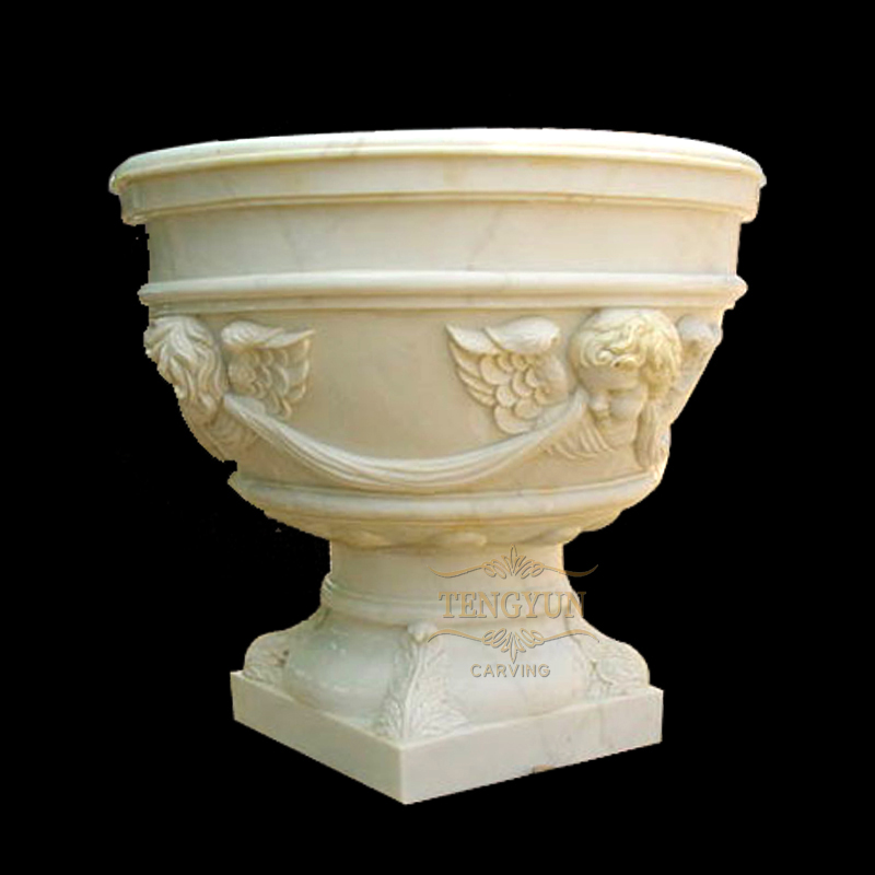 Big-outdoor-flower-pots-marble-stone-flowerpot