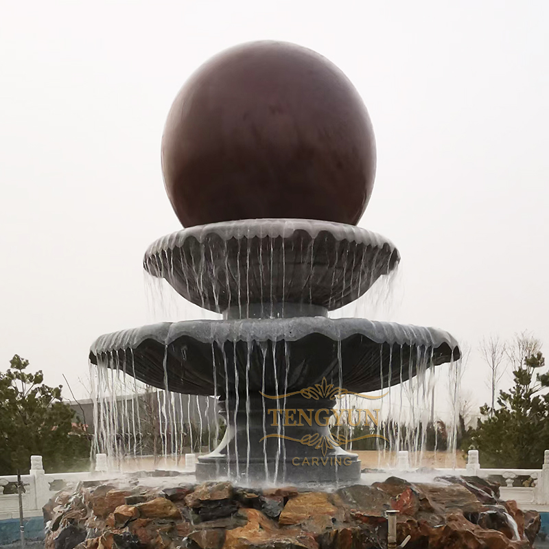 Big size outdoor decorative rolling sphere Fengshui water fountain grantie ball fountain