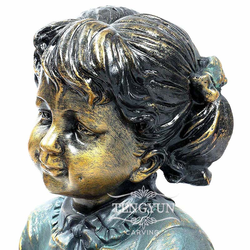 Bronze children reading sculpture (2)