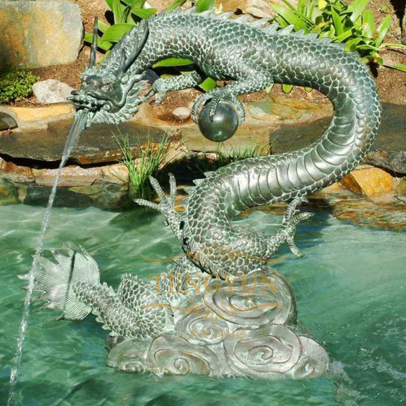 Bronze dragon water fountain (2)