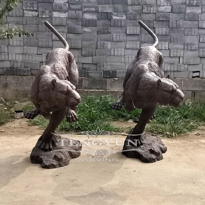 Bronze leopard statues (3)