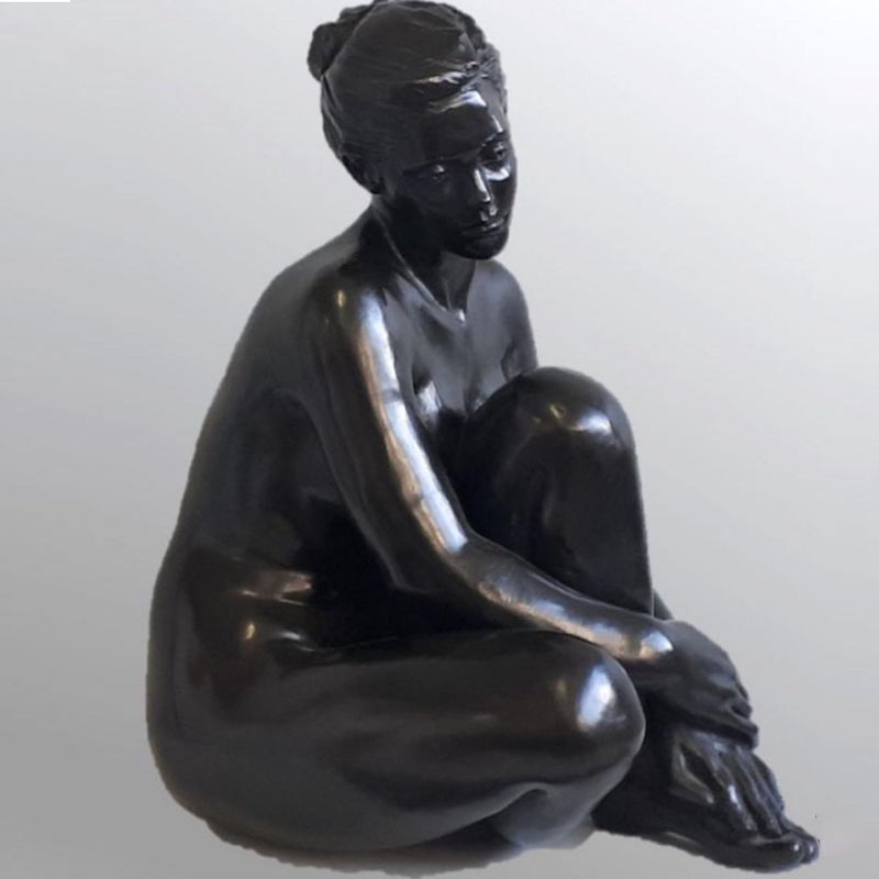 Bronze nude sitting lady statue (3)