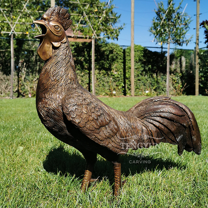 Bronze rooster crowing sculpture for sale (4)