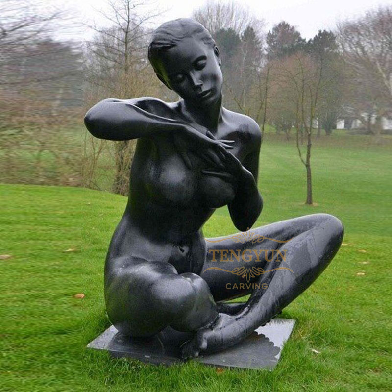 Bronze sitting nude female statue (2)