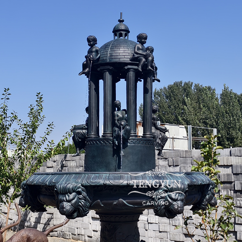 Bronze water fountain with lady statues (4)