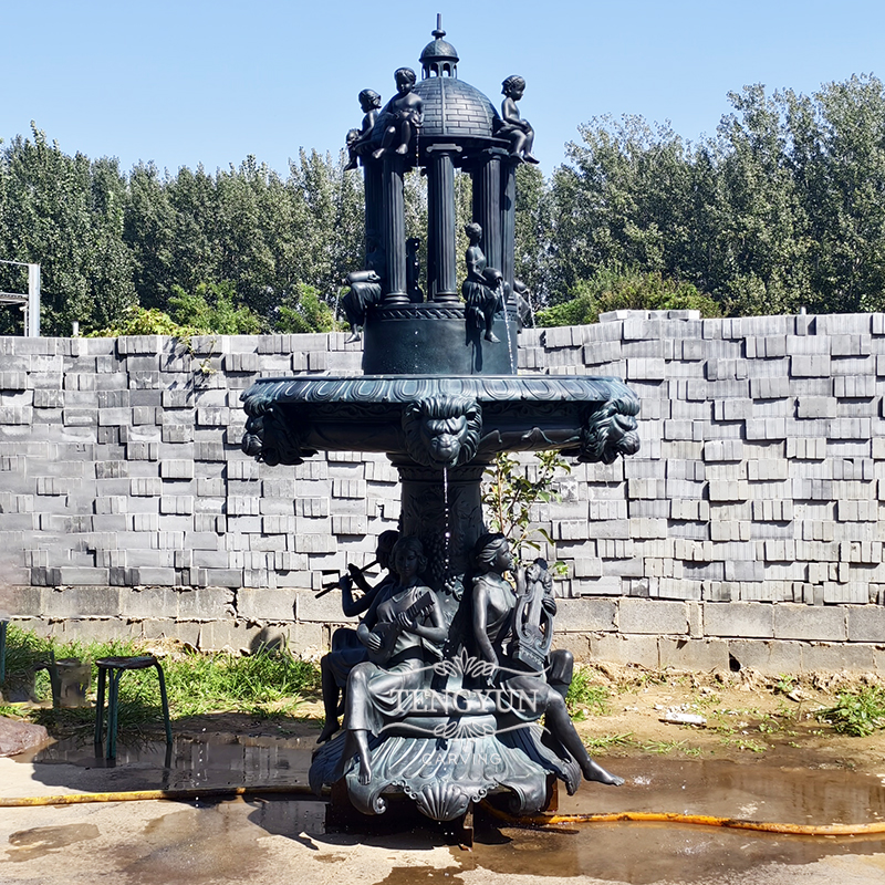 Bronze water fountain with lady statues (6)