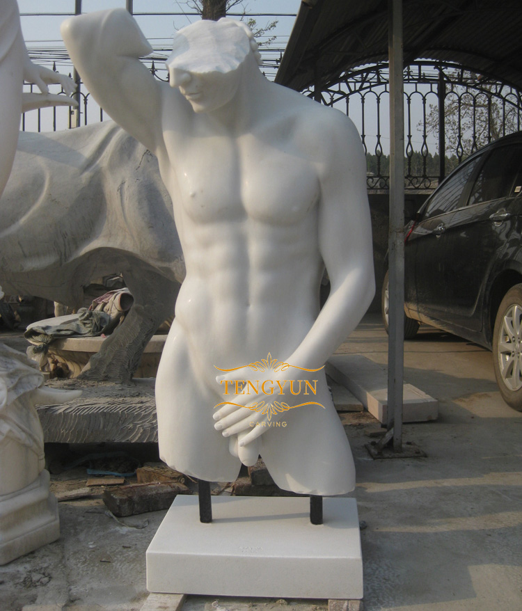 Custom made decor nude torso statue life size marble white male male torso sculpture (2)