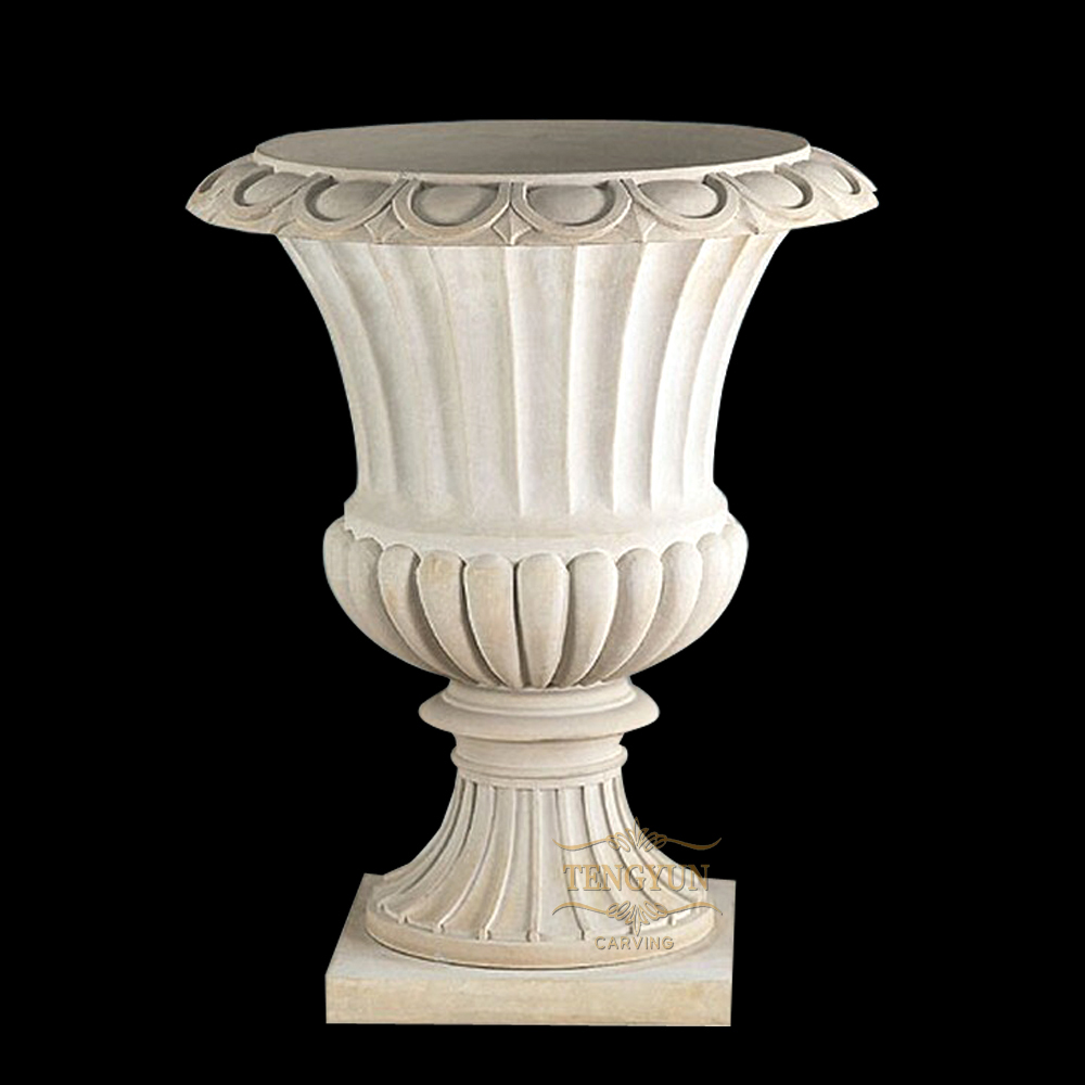 Garden-decoration-natural-stone-white-marble-flowerpot