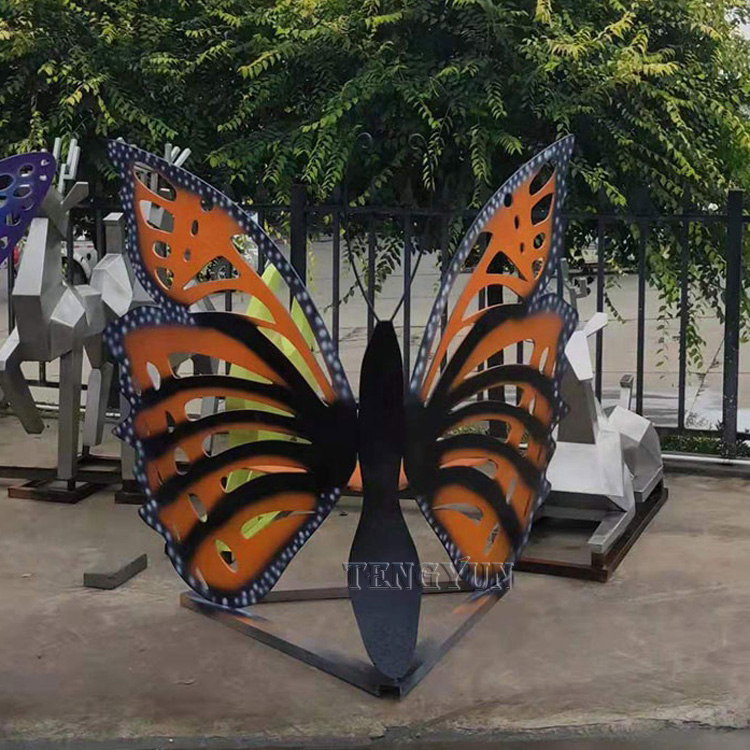 Large size garden decorative metal stainless steel butterfly sculpture (3)