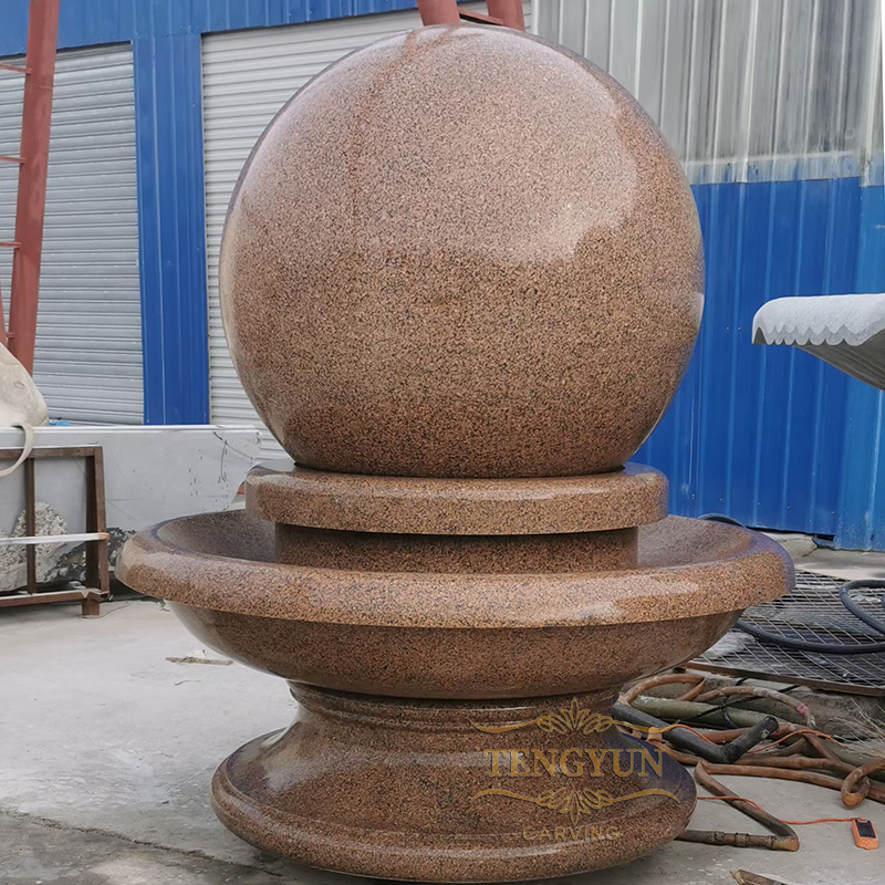 Large size granite rotating sphere water fountain