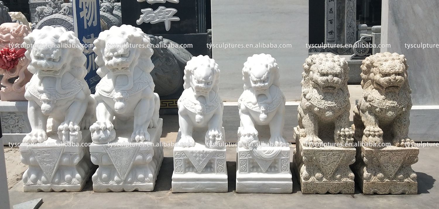 MARBLE FOO DOG STATUES FOR SALE (1)