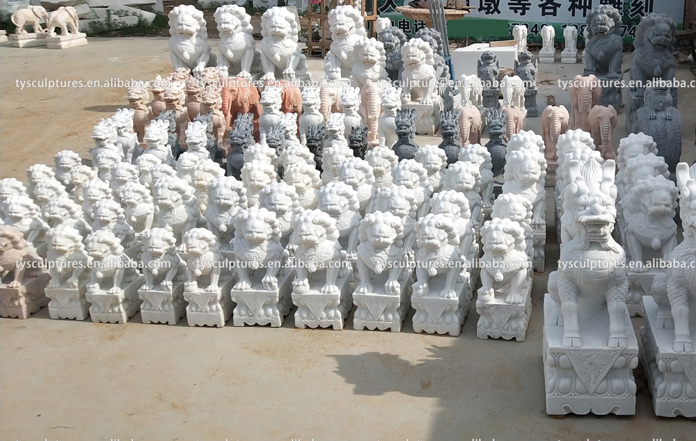 MARBLE FOO DOG STATUES FOR SALE (3)