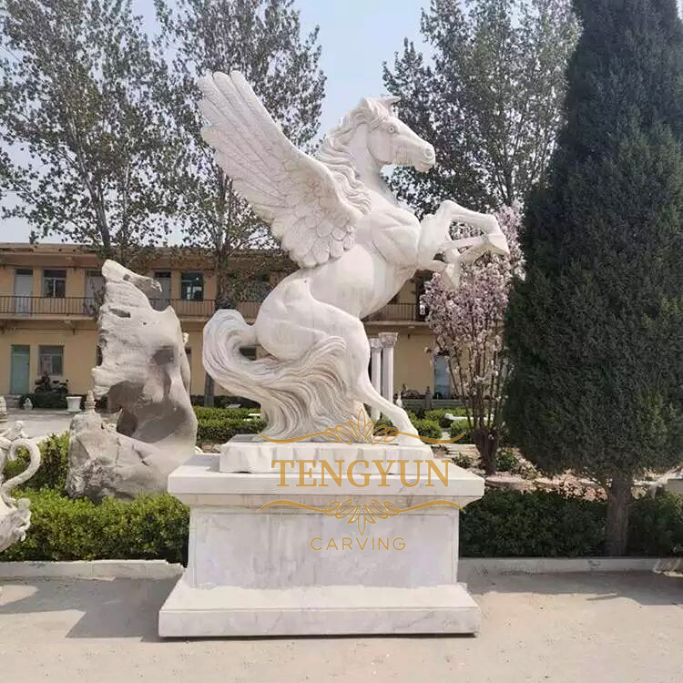 White marble flying horse sculpture