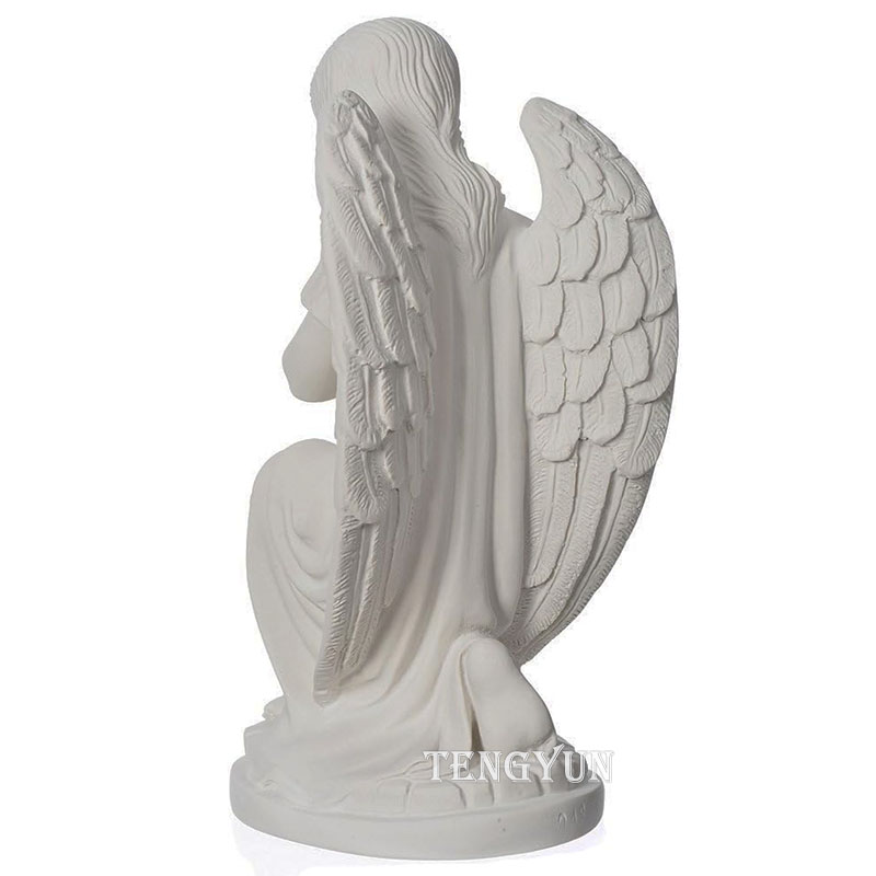 White marble praying angel statue (2)