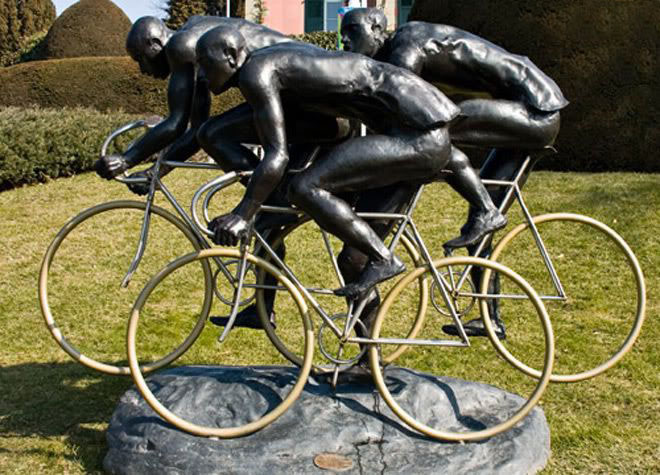 bronze bicycle sculptures (3)