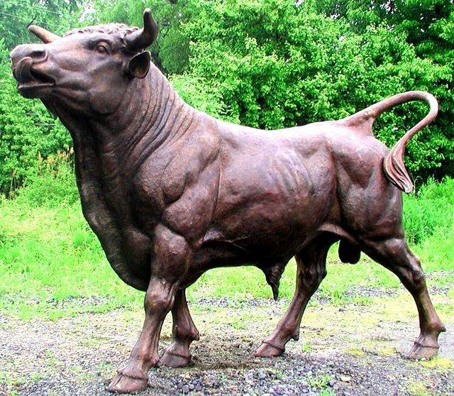 bronze bull sculpture