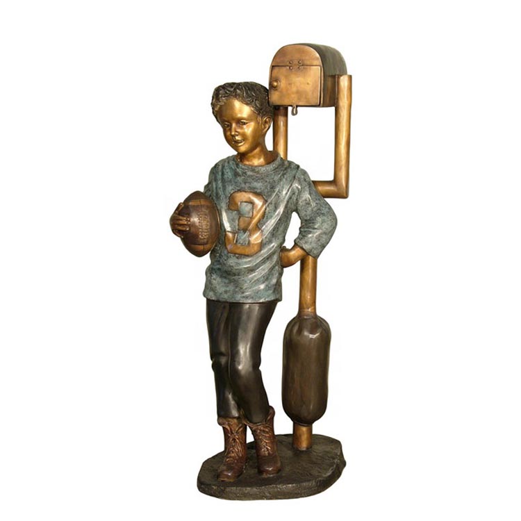 bronze carved life size boy staute mailbox (1)