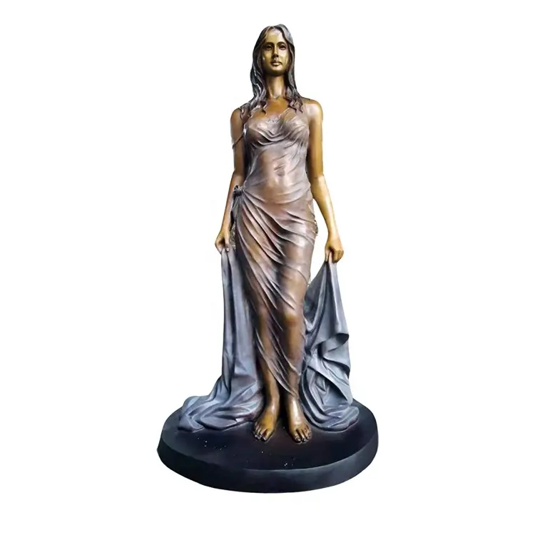 bronze female with dress statue