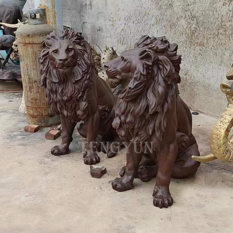 bronze lion sculptures