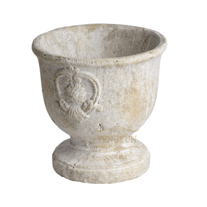 classic stone flowerpot limestone flower vase sculpture for sale