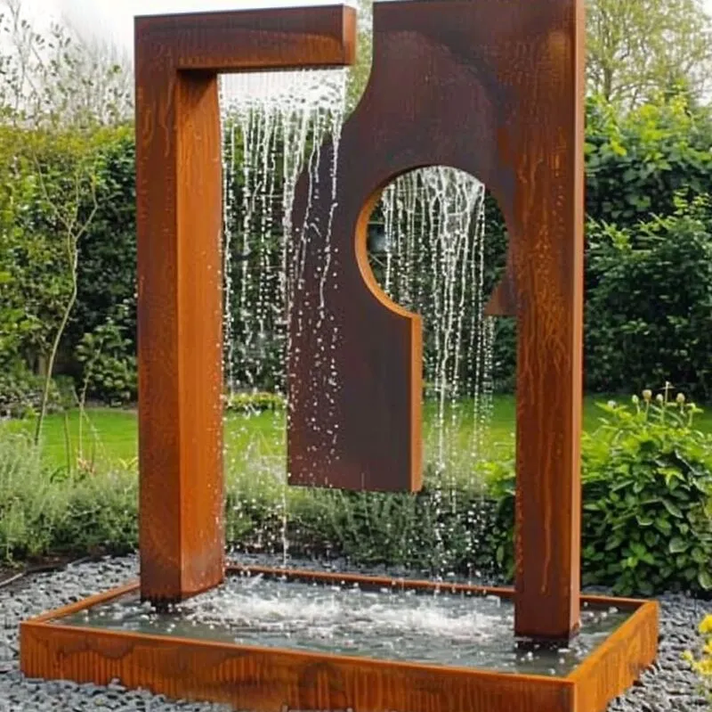 corten steel water feature