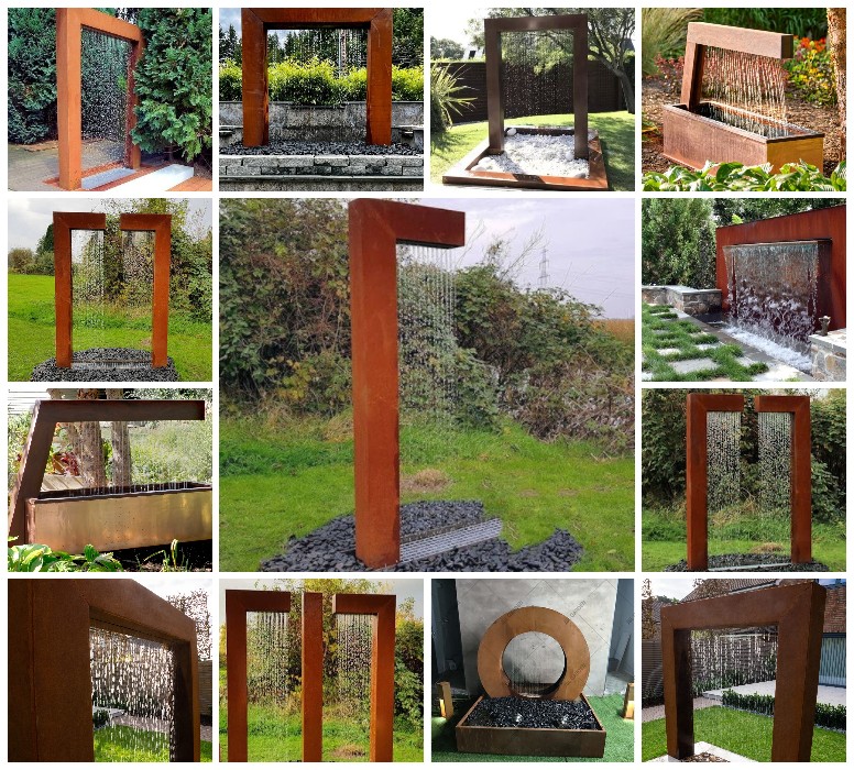 corten steel waterfall