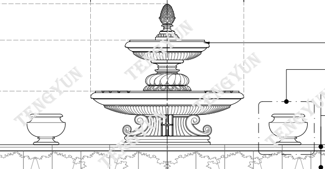 drawing of customized marble water fountain from tengyun carving