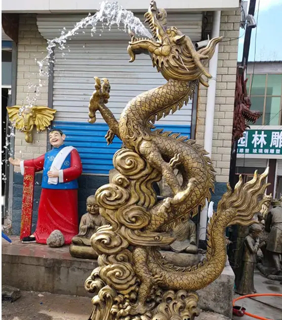 fiberglass dragon water fountain sculpture