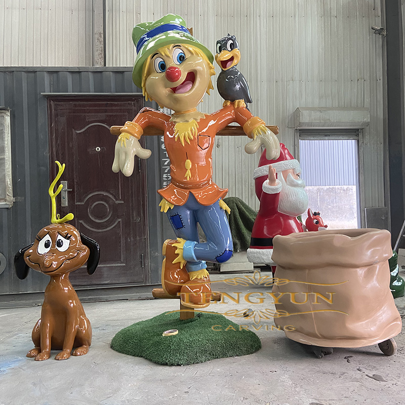 grinch dog with scarecrow statue fibreglass sculpture (2)