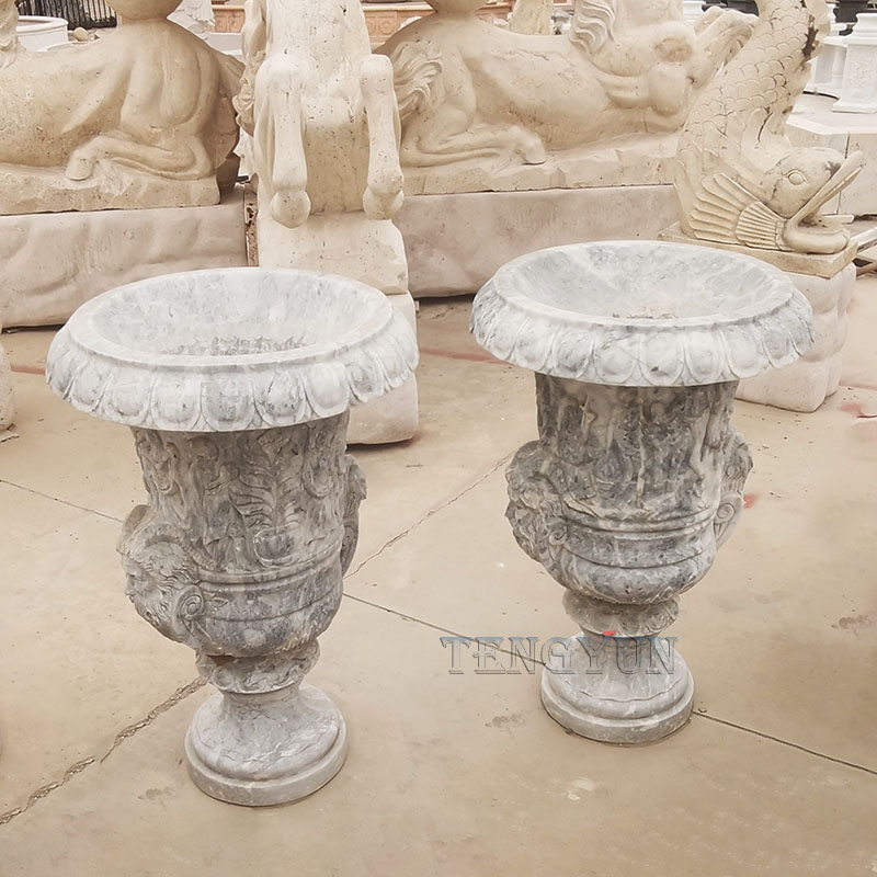 marble carved flowerpot