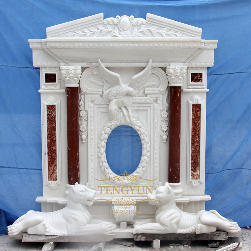 marble fireplace double layer fireplace mantels (1)