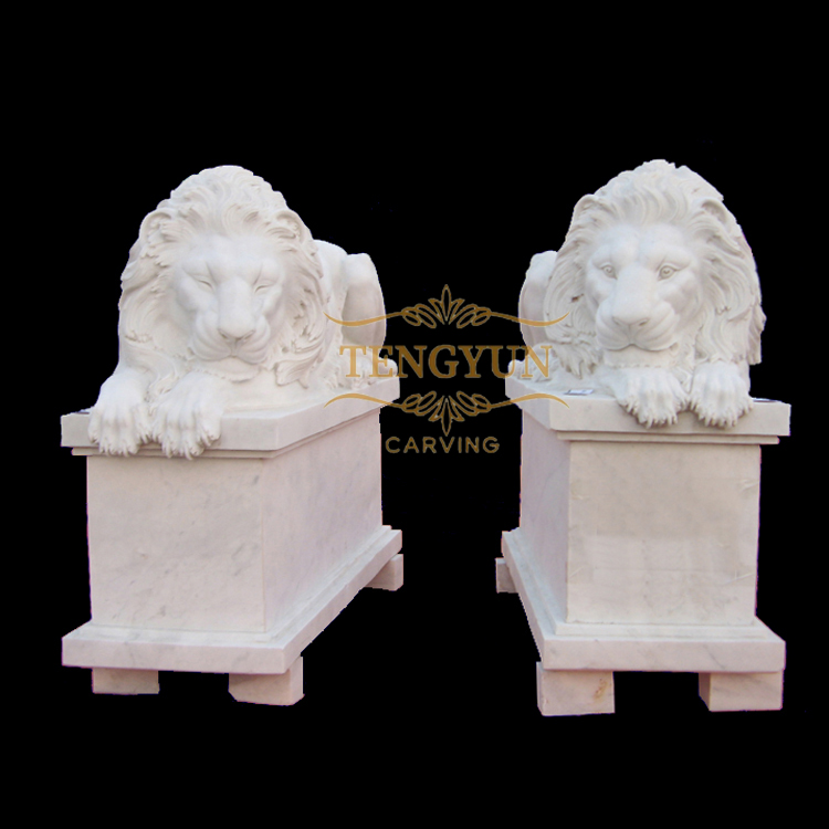 marble sleeping lion sculpture (2)