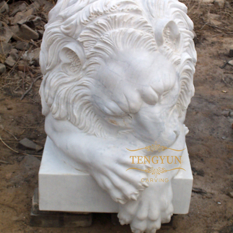 marble sleeping lion sculpture (3)