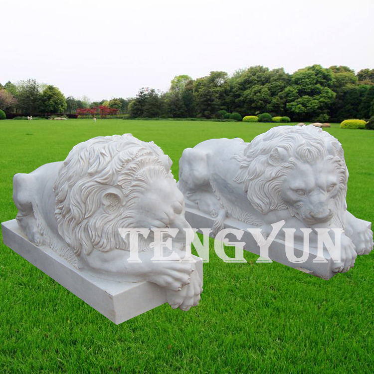 marble sleeping lion sculpture (4)