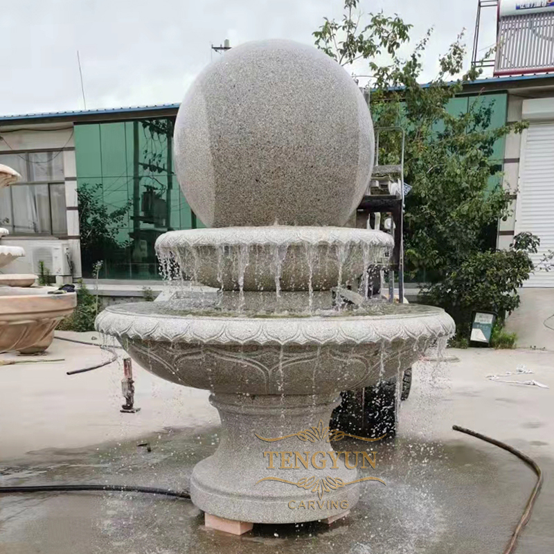 natural granite carved rolling ball water fountains for outdoor decoration