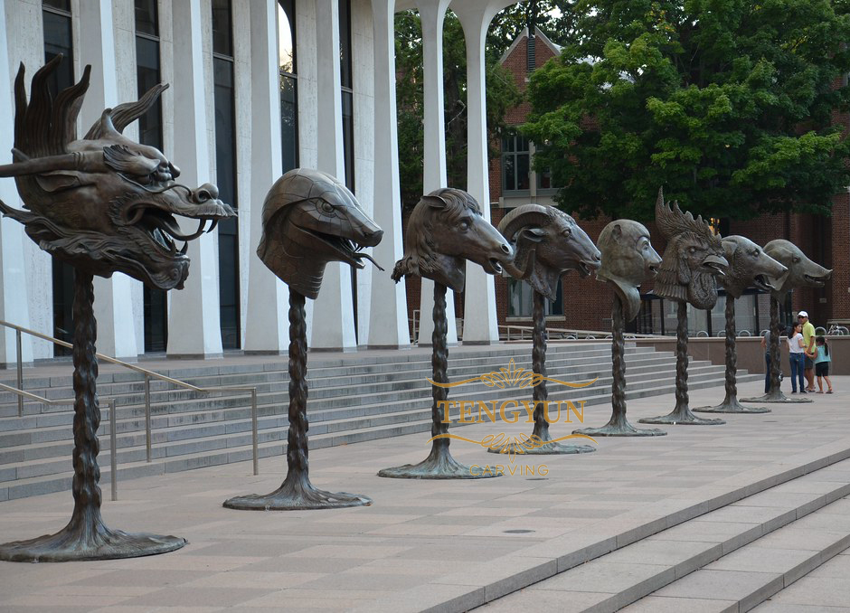 outdoor decorative bronze zodiac heads (3)