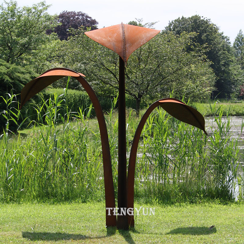 outdoor garden decorative corten steel leaf sculpture (2)