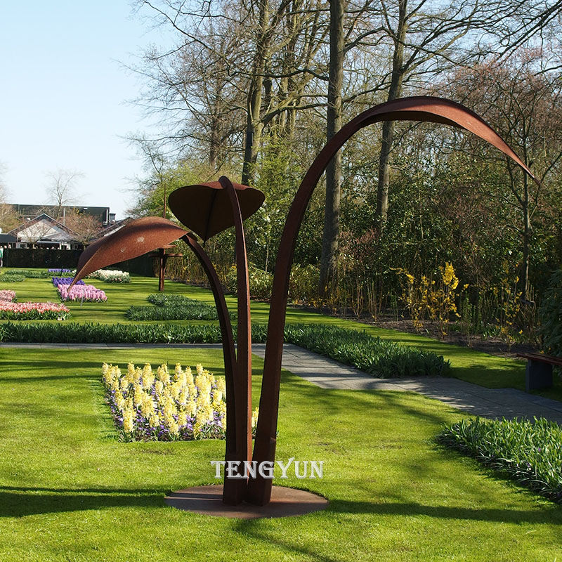 outdoor garden decorative corten steel leaf sculpture (3)