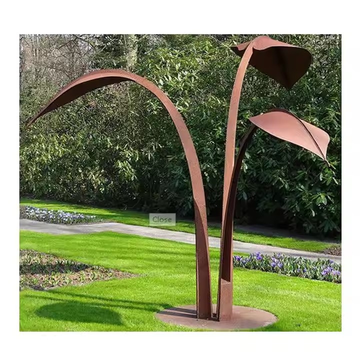 outdoor garden decorative corten steel leaf sculpture (4)