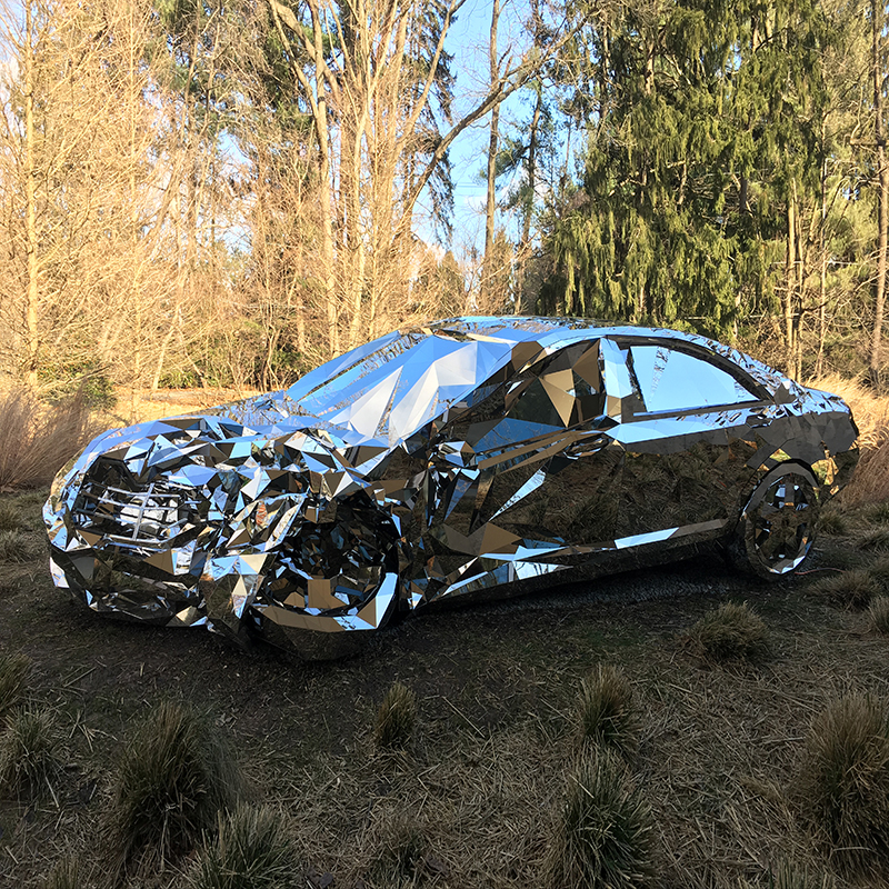 stainless steel abstract car sculpture (1)