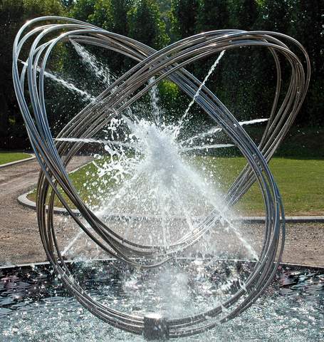 stainless steel bending water fountain sculpture