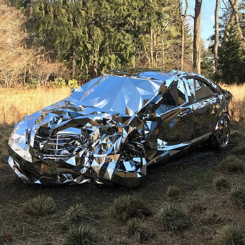 stainless steel car Geometric sculpture