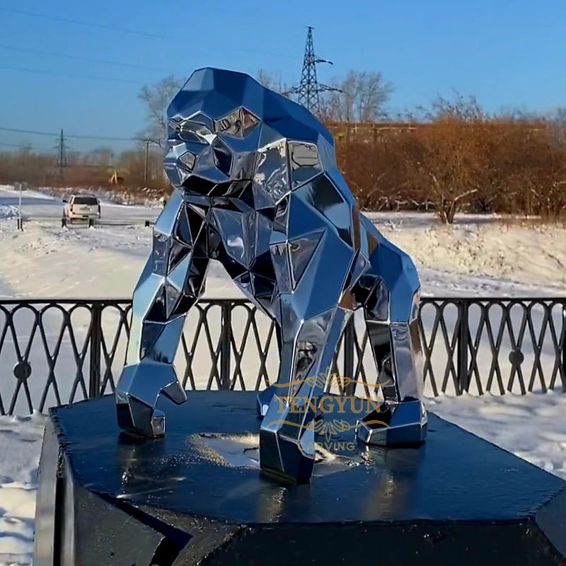 stainless steel gorilla sculpture (4)