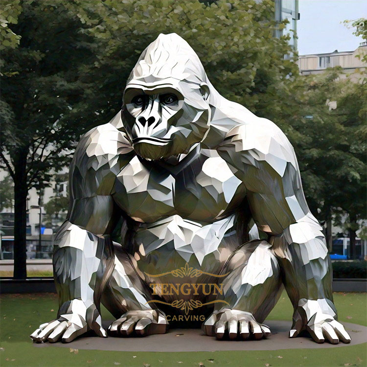 stainless steel gorilla sculpture king kong statue(1)