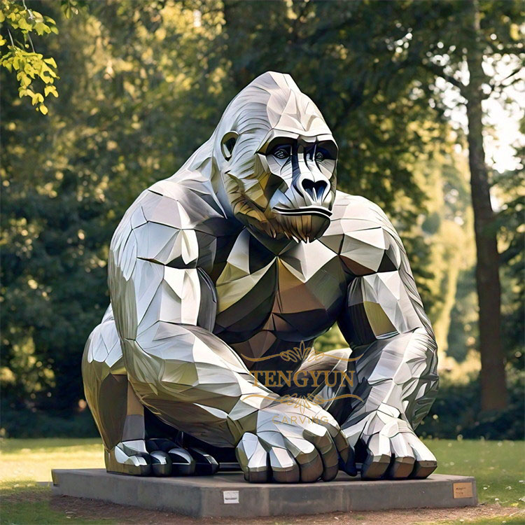 stainless steel gorilla sculpture king kong statue(2)