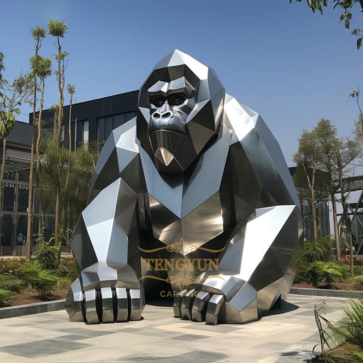 stainless steel gorilla sculpture king kong statue(3)