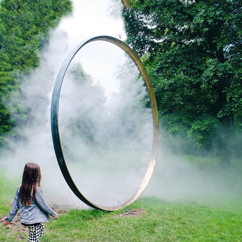 stainless steel mist round sculpture