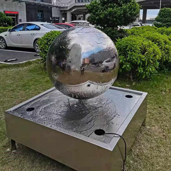 stainless steel sphere water fountain garden decoration