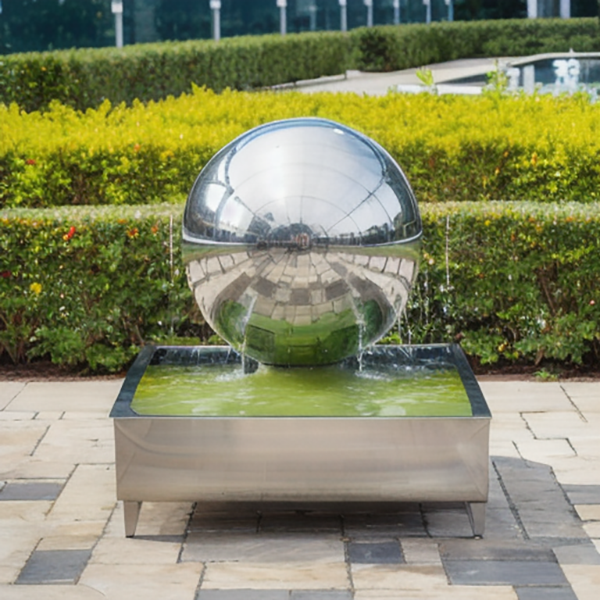 stainless steel sphere water fountain garden decoration