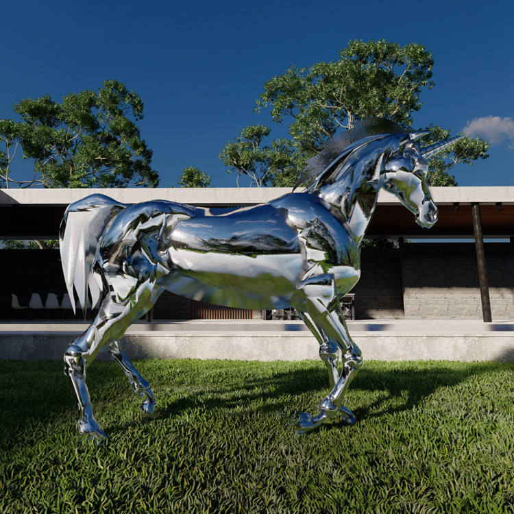 stainless steel unicorn sculpture (2)